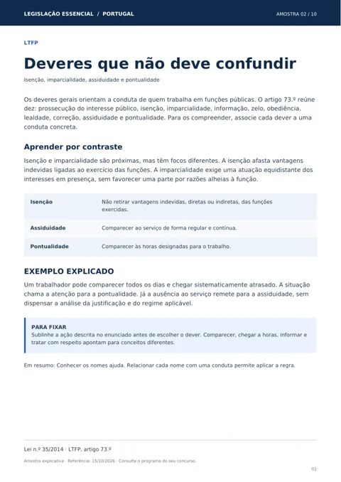 Amostra 2: Deveres que não deve confundir