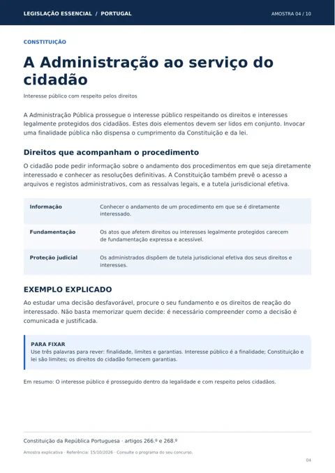 Amostra 4: A Administração ao serviço do cidadão